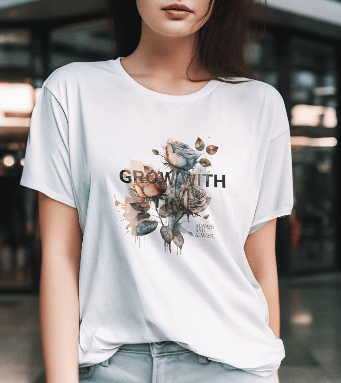 Unisex T-Shirt "Grow With Time" – Floral Artwork